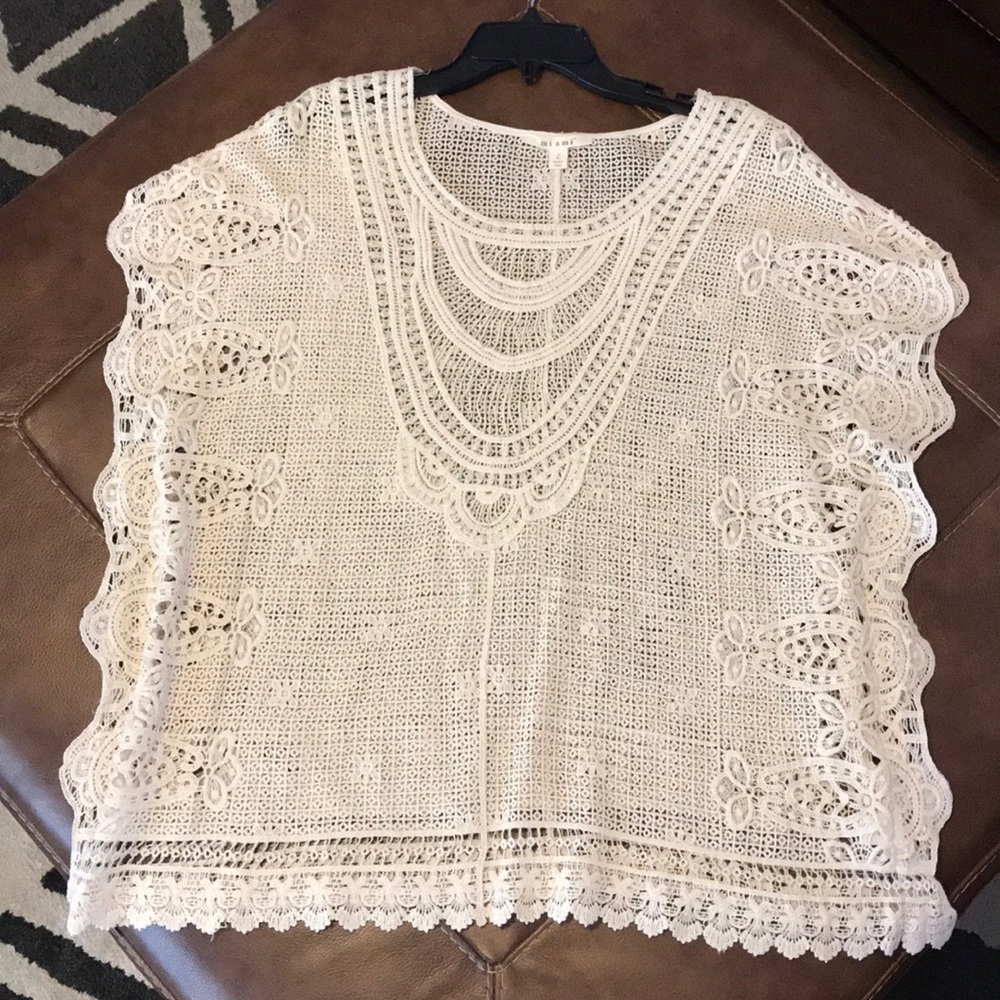 Cream beautifully crocheted top